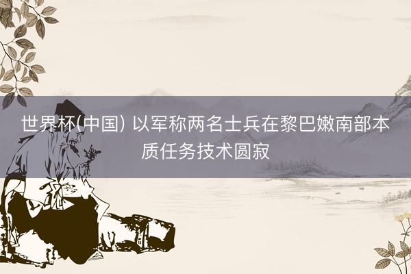 世界杯(中国) 以军称两名士兵在黎巴嫩南部本质任务技术圆寂