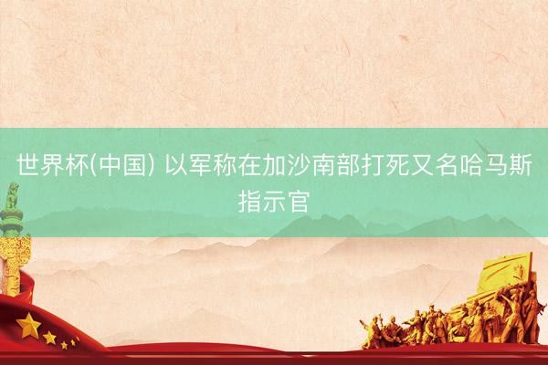 世界杯(中国) 以军称在加沙南部打死又名哈马斯指示官
