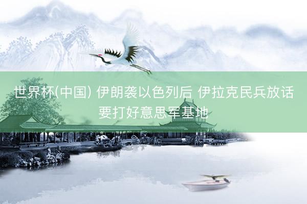 世界杯(中国) 伊朗袭以色列后 伊拉克民兵放话要打好意思军基地