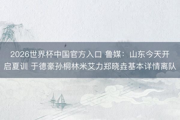 2026世界杯中国官方入口 鲁媒：山东今天开启夏训 于德豪孙桐林米艾力郑晓垚基本详情离队