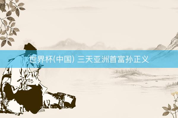 世界杯(中国) 三天亚洲首富孙正义