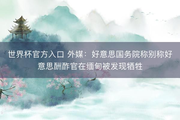 世界杯官方入口 外媒：好意思国务院称别称好意思酬酢官在缅甸被发现牺牲