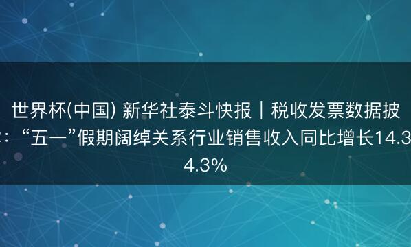 世界杯(中国) 新华社泰斗快报｜税收发票数据披露：“五一”假期阔绰关系行业销售收入同比增长14.3%