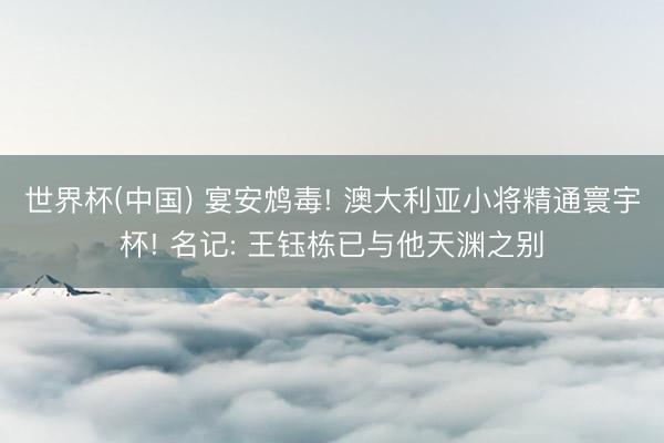 世界杯(中国) 宴安鸩毒! 澳大利亚小将精通寰宇杯! 名记: 王钰栋已与他天渊之别