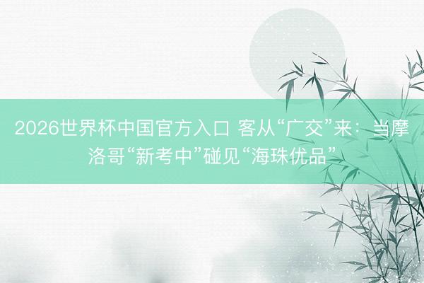 2026世界杯中国官方入口 客从“广交”来：当摩洛哥“新考中”碰见“海珠优品”