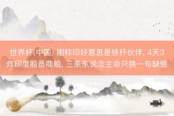 世界杯(中国) 刚称印好意思是铁杆伙伴， 4天3炸印度船员商船， 三条东说念主命只换一句缺憾