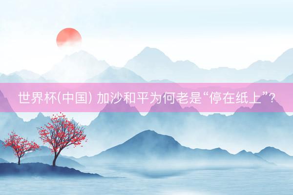 世界杯(中国) 加沙和平为何老是“停在纸上”?